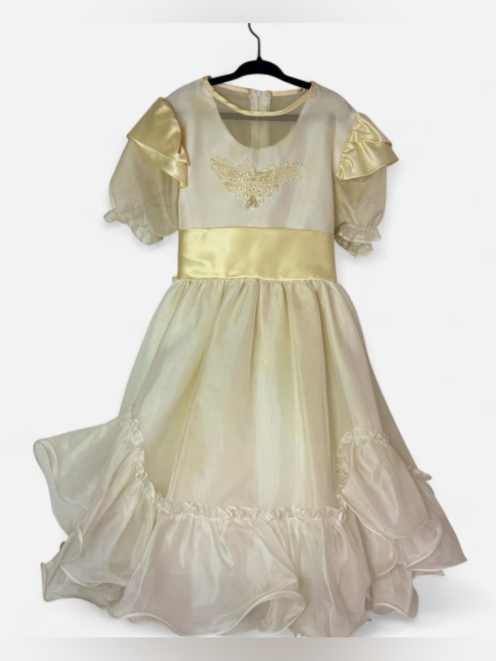Vintage Elegant Yellow Girls' 
 First Holy Communion dress